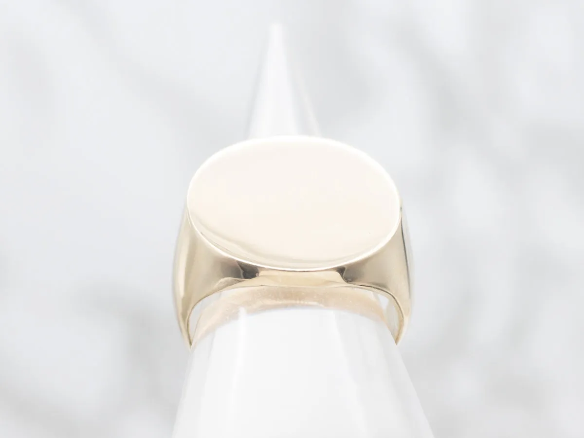 Polished Gold Oval Top Signet Ring