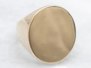 Polished Gold Oval Top Signet Ring