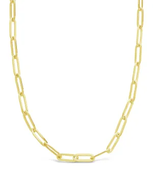Polished Paperclip Link Chain Necklace
