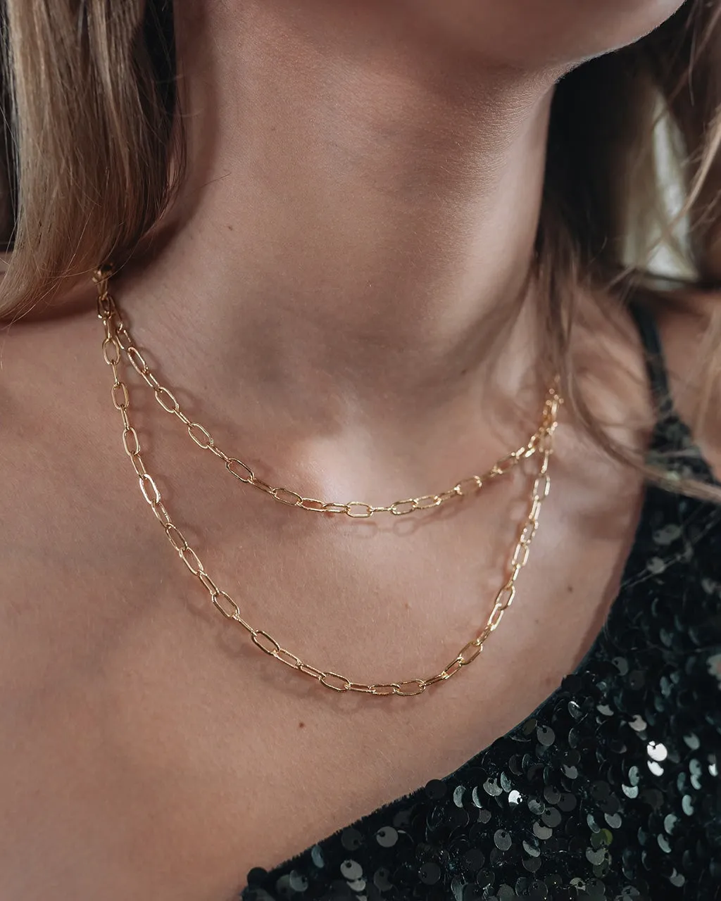 Polished Paperclip Link Chain Necklace