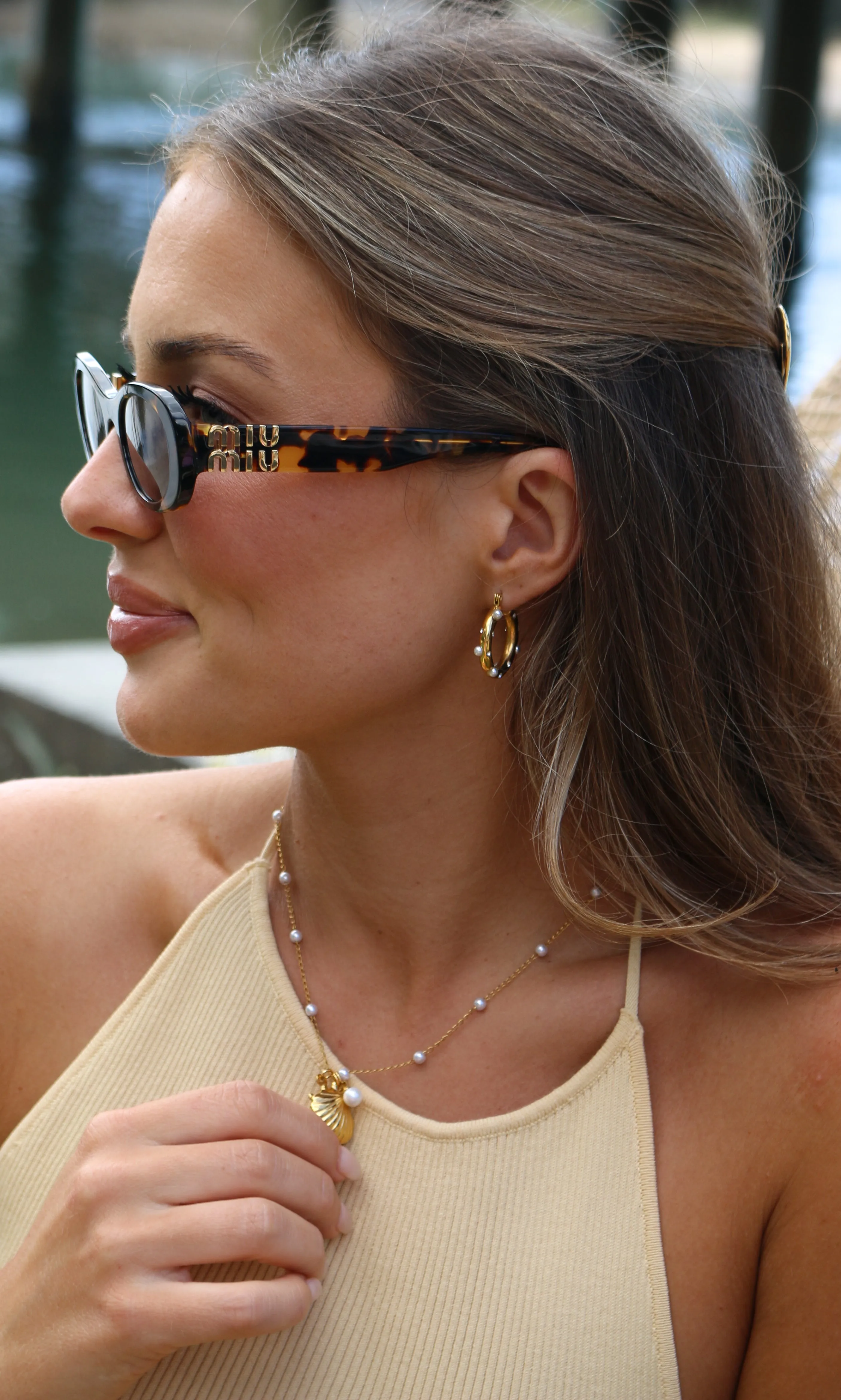 Positano Pearl 18k Gold Hoop Earrings