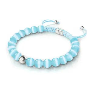 Powder Blue | Silver | Cheshire Glass Macrame Bracelet