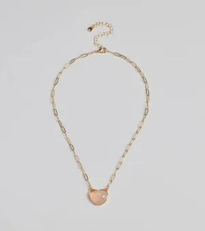 Pretty Aura Rose Quartz Heart Charm Necklace