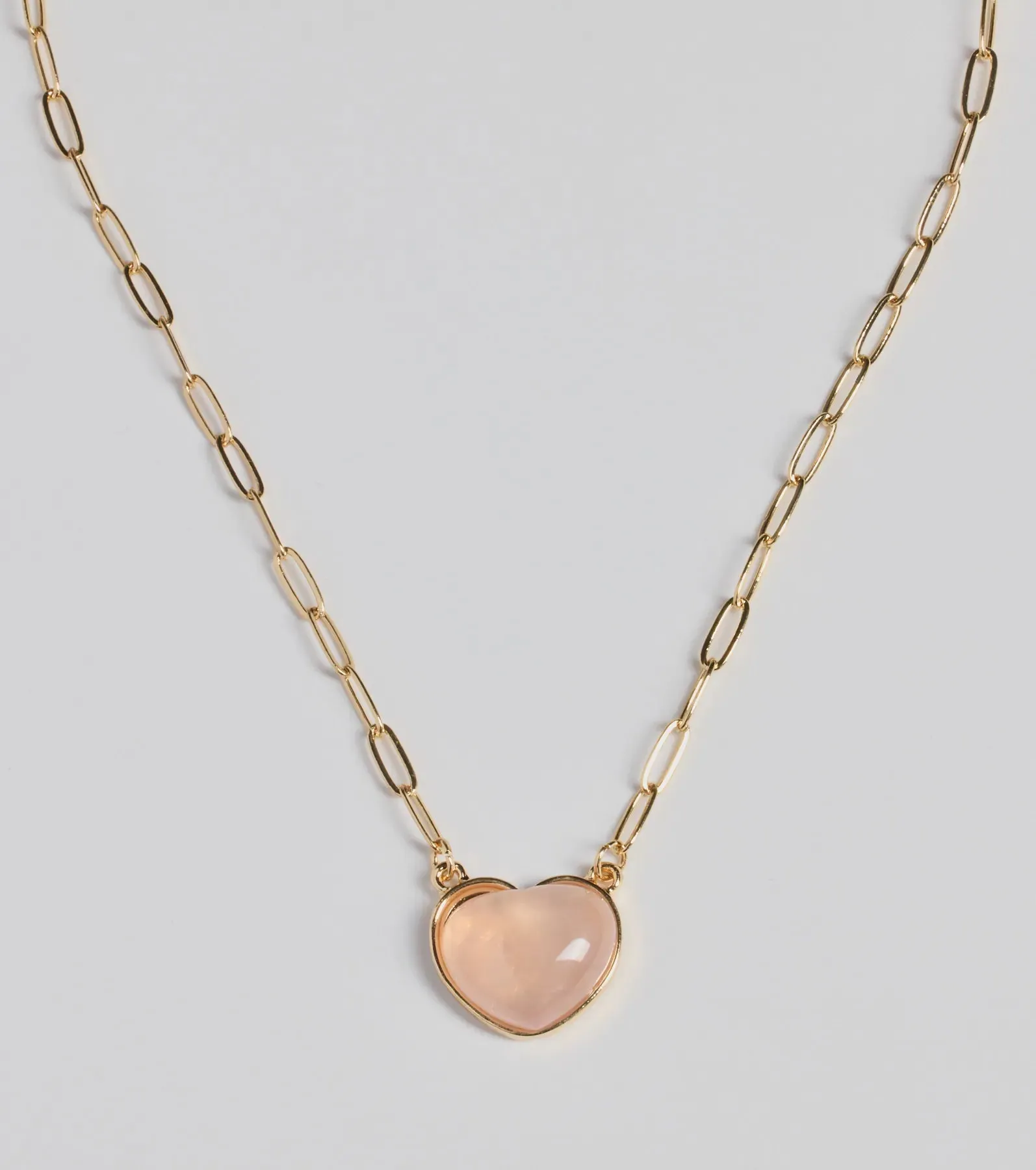Pretty Aura Rose Quartz Heart Charm Necklace