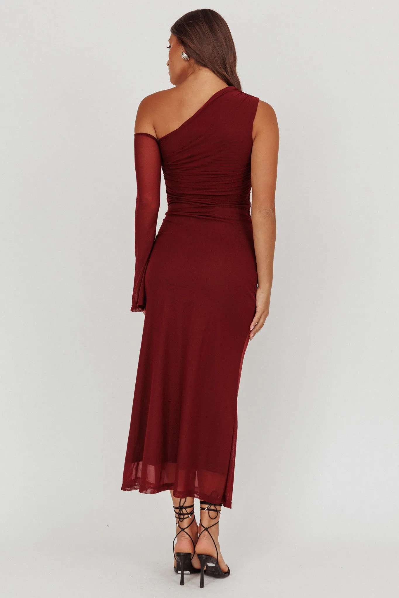 Prima One Shoulder Cut-Out Maxi Dress Wine