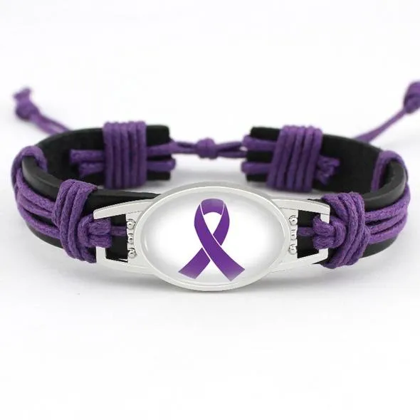 Purple Ribbon Awareness Bracelet