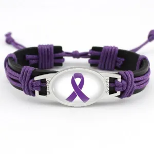 Purple Ribbon Awareness Bracelet