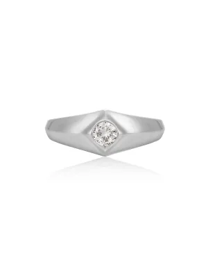 Pyramid Stud Signet Ring- Silver