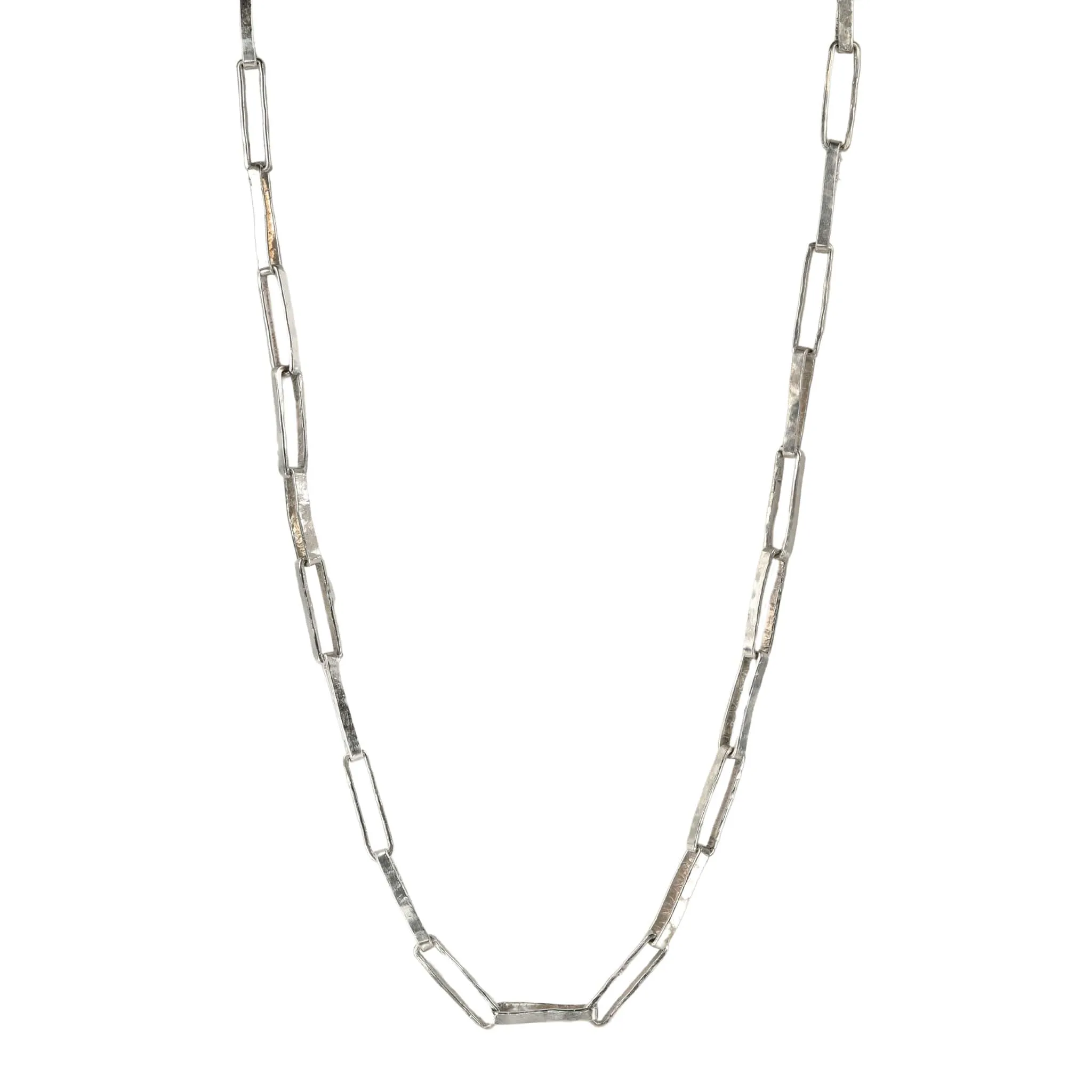"Cary York" Sterling Silver Rectangular Link Necklace - 17.5"
