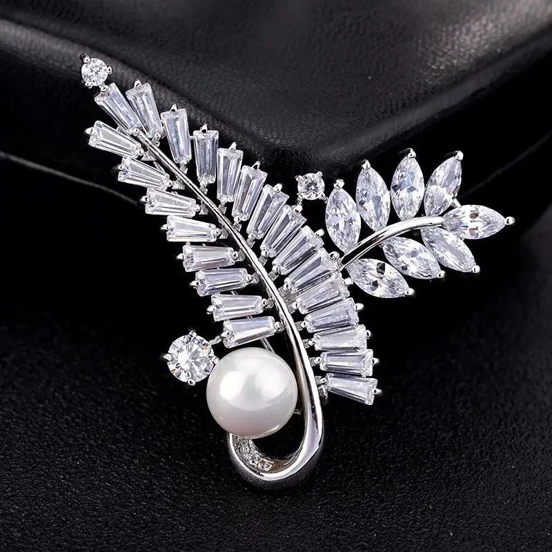 Radiance Luxury Crystal Looped Fern Brooch