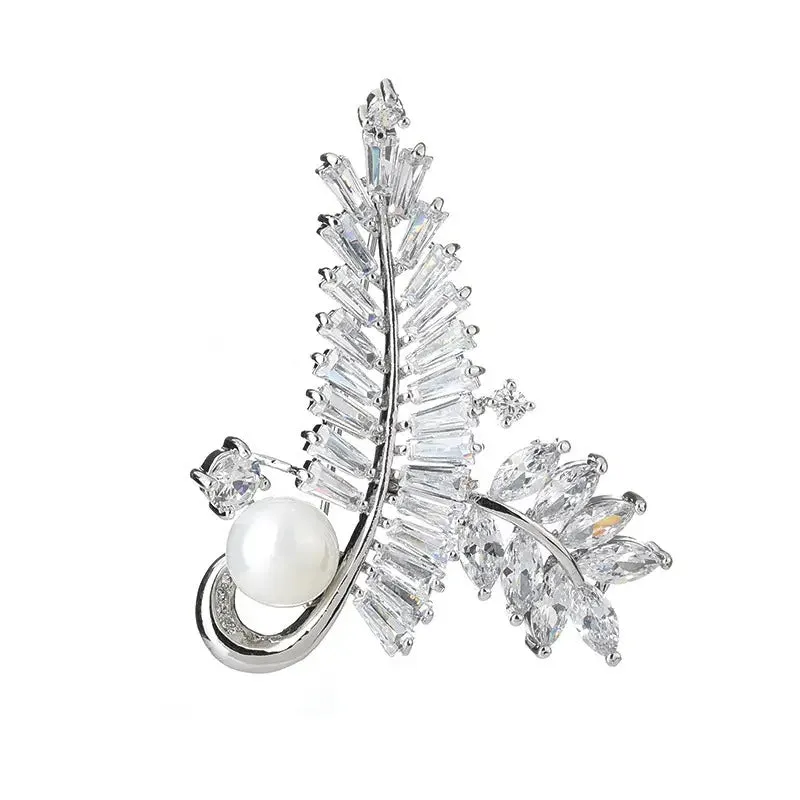 Radiance Luxury Crystal Looped Fern Brooch