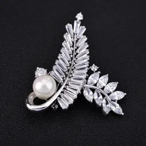 Radiance Luxury Crystal Looped Fern Brooch