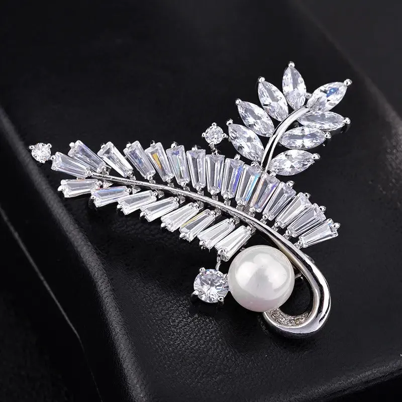 Radiance Luxury Crystal Looped Fern Brooch
