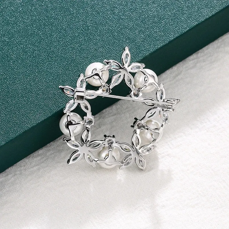 Radiance Luxury Crystal Wreath Brooch