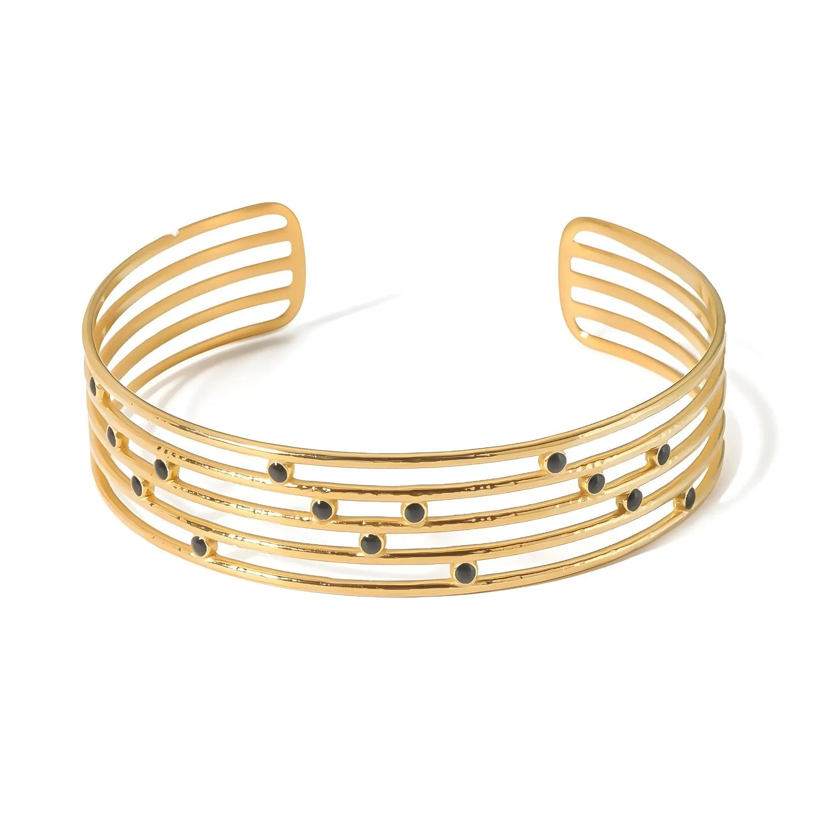 Radiant Striped Gold Cuff – 18K Gold