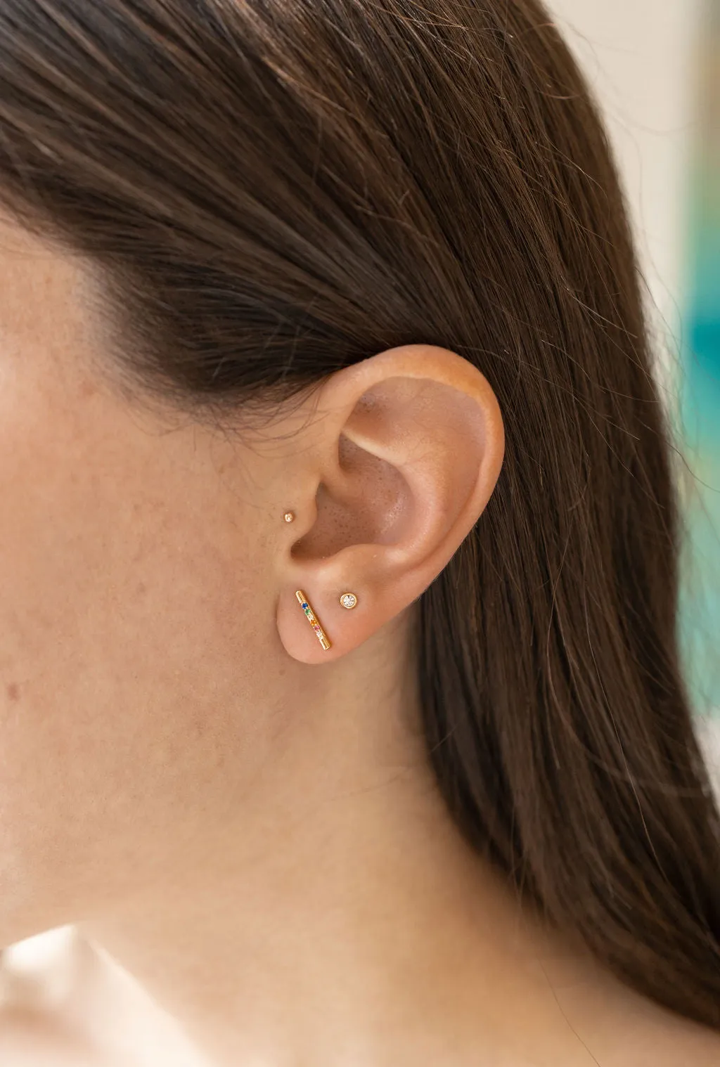 Rainbow Brite Stud Earrings in Gold