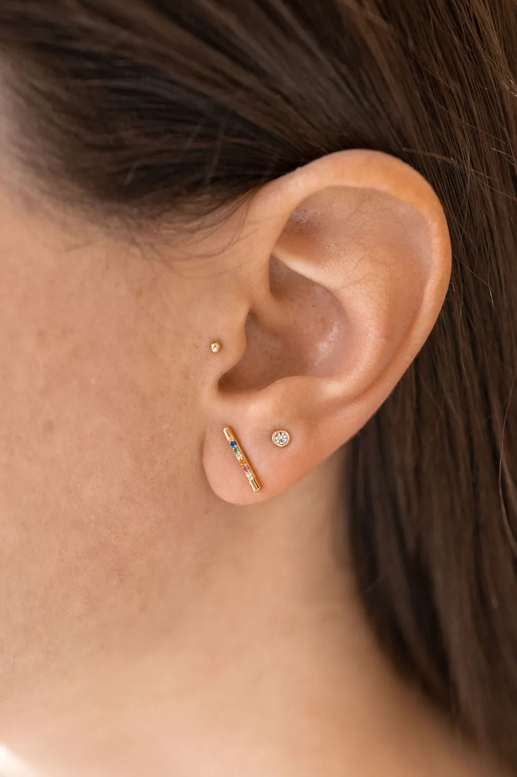 Rainbow Brite Stud Earrings in Gold