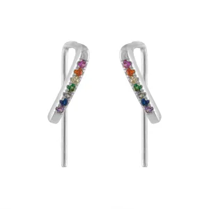 Rainbow Crystal Climbers in Sterling Silver