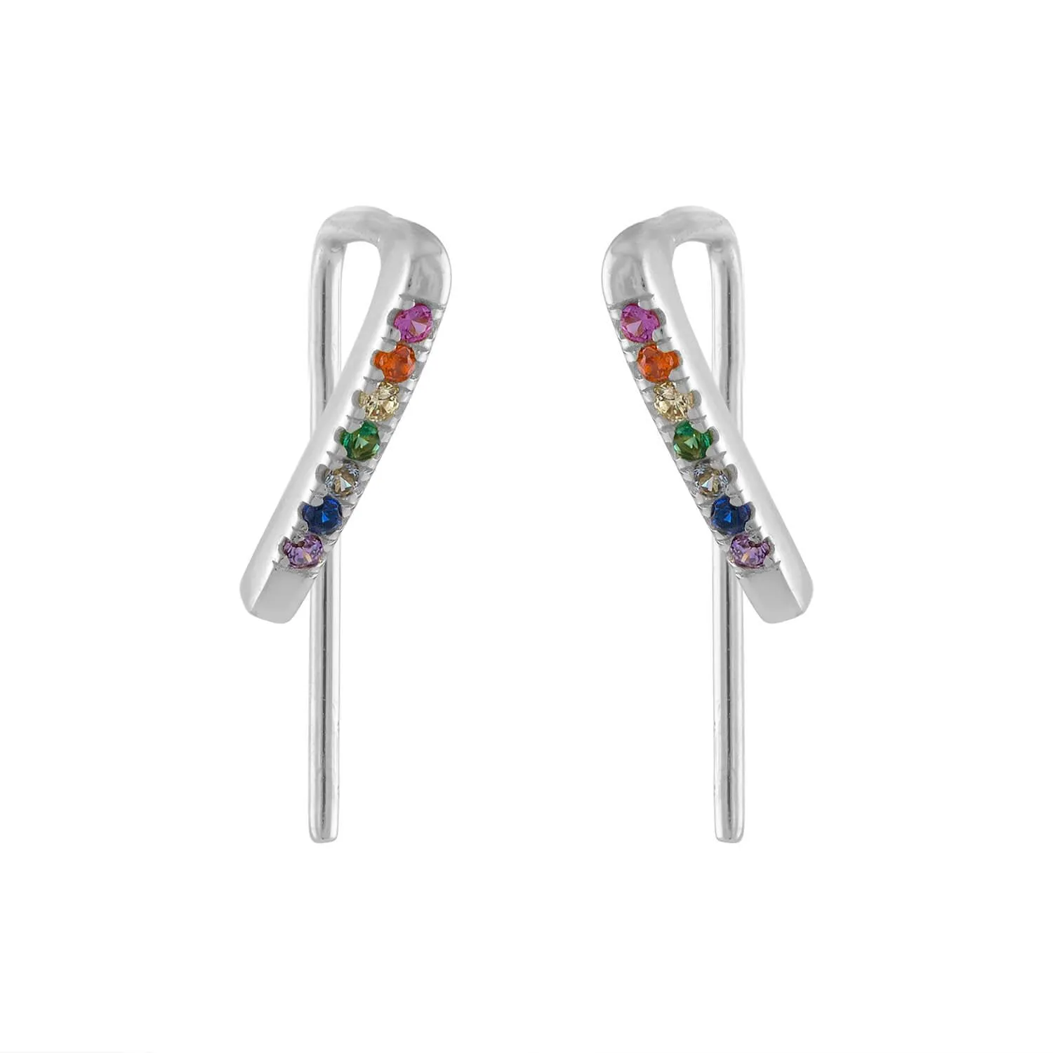 Rainbow Crystal Climbers in Sterling Silver