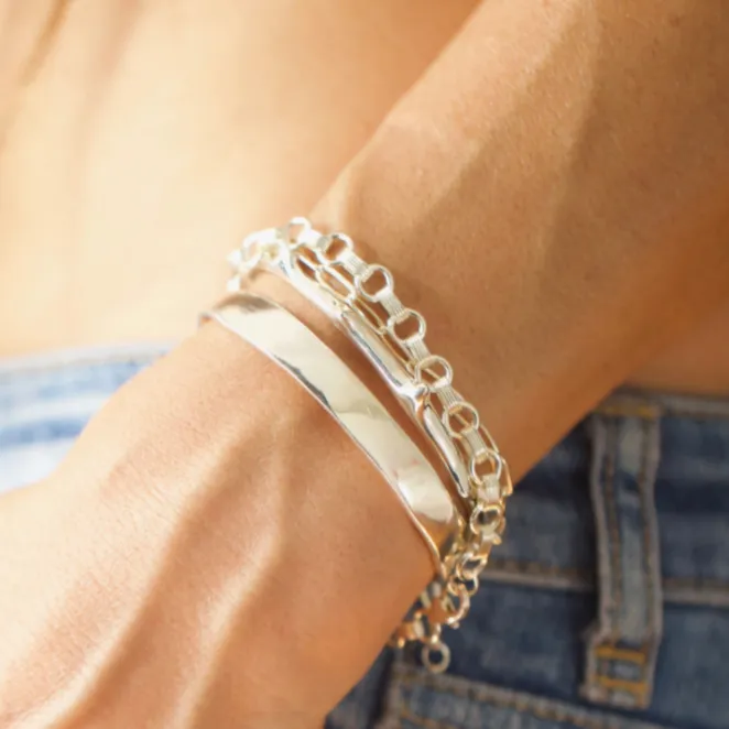 Raw Flat Cuff - Sterling Silver