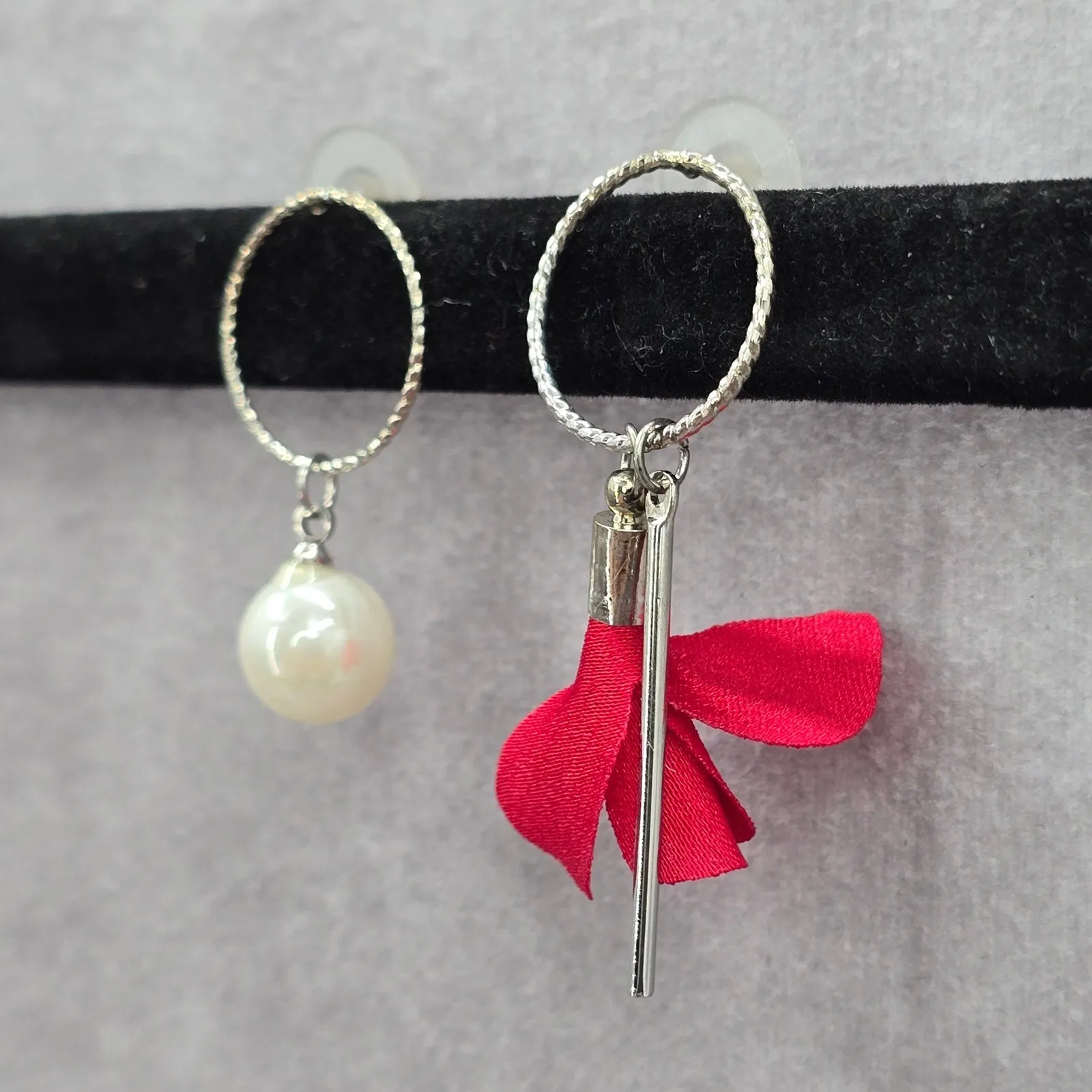 Red Bar Rose Floral Circle Drop Dangle Hook Fashion Jewelry Earrings NWT JB2-90