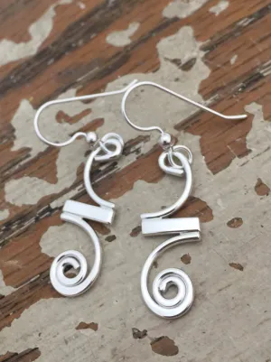Reflections in Silver Bar Swirl Earrings