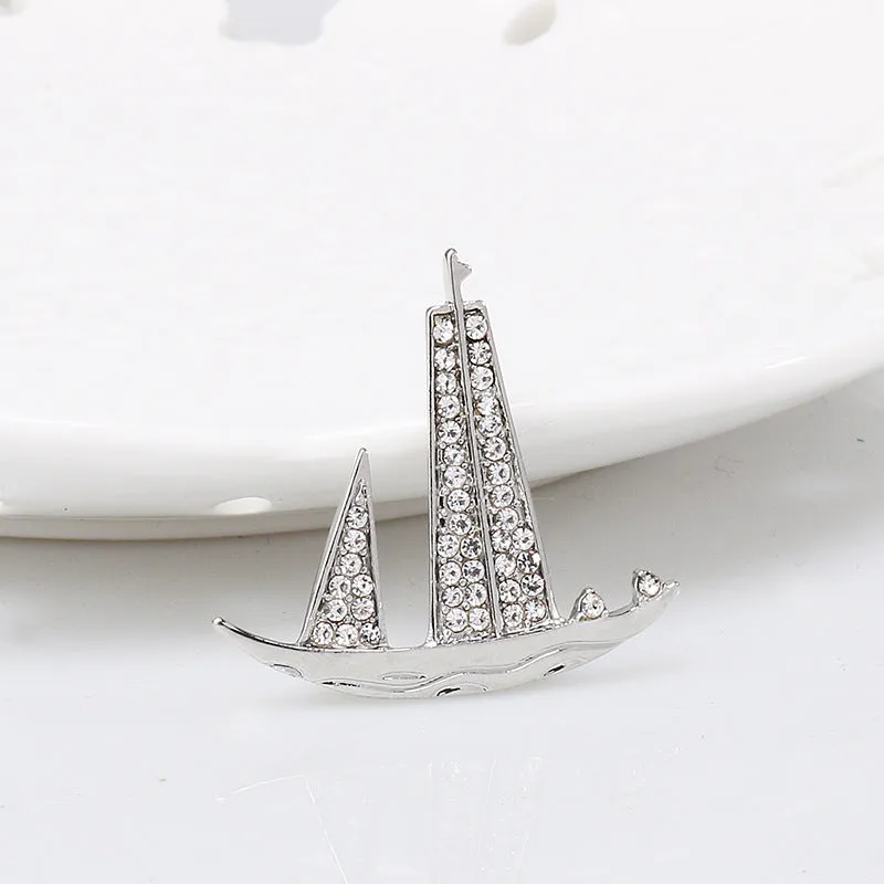 Retro British Style Navy Sailing Boat Brooch for Men 4 Pack