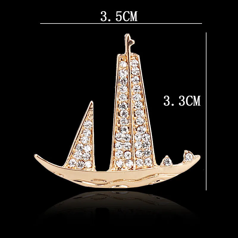 Retro British Style Navy Sailing Boat Brooch for Men 4 Pack