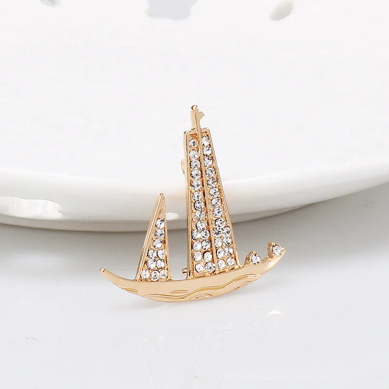 Retro British Style Navy Sailing Boat Brooch for Men 4 Pack