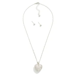 Rhinestone Pave Heart Necklace