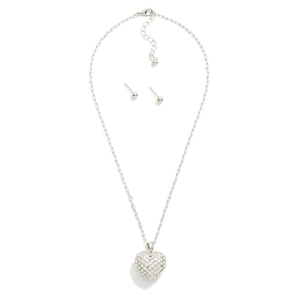Rhinestone Pave Heart Necklace