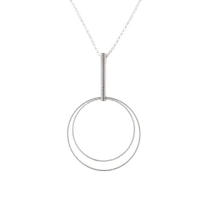 Rhodium Plated Sterling Silver Open Air Circle Necklace