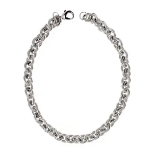 Ribbed Link Silver Tone Necklace
