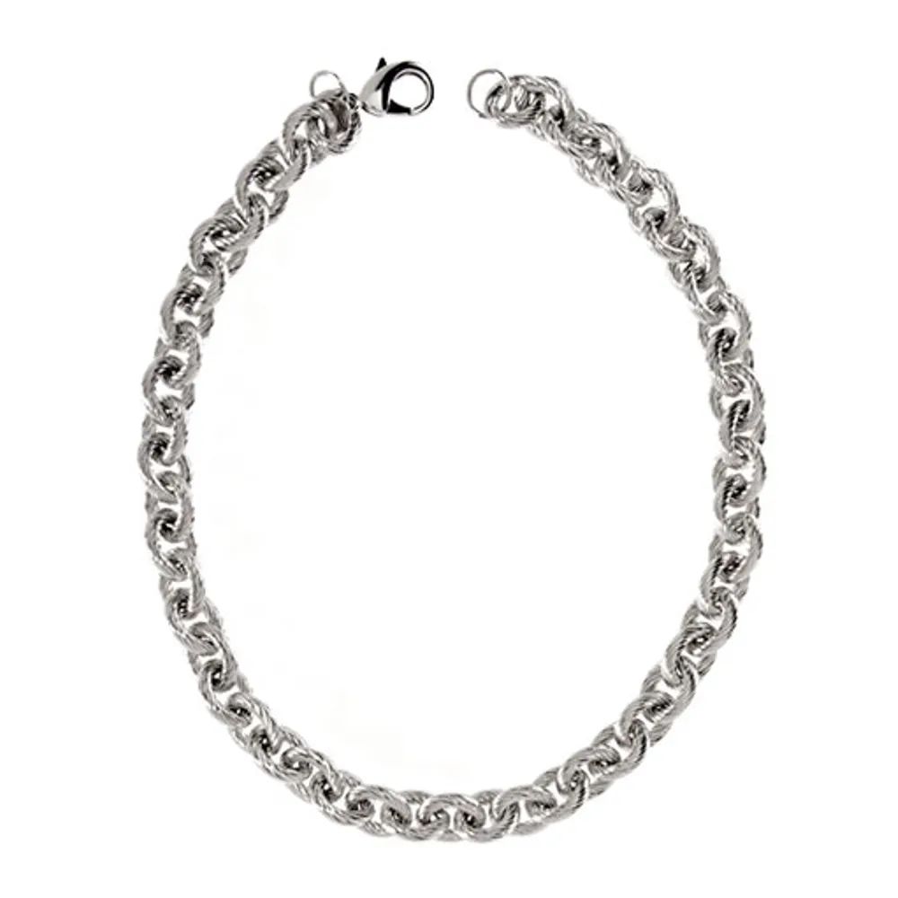 Ribbed Link Silver Tone Necklace