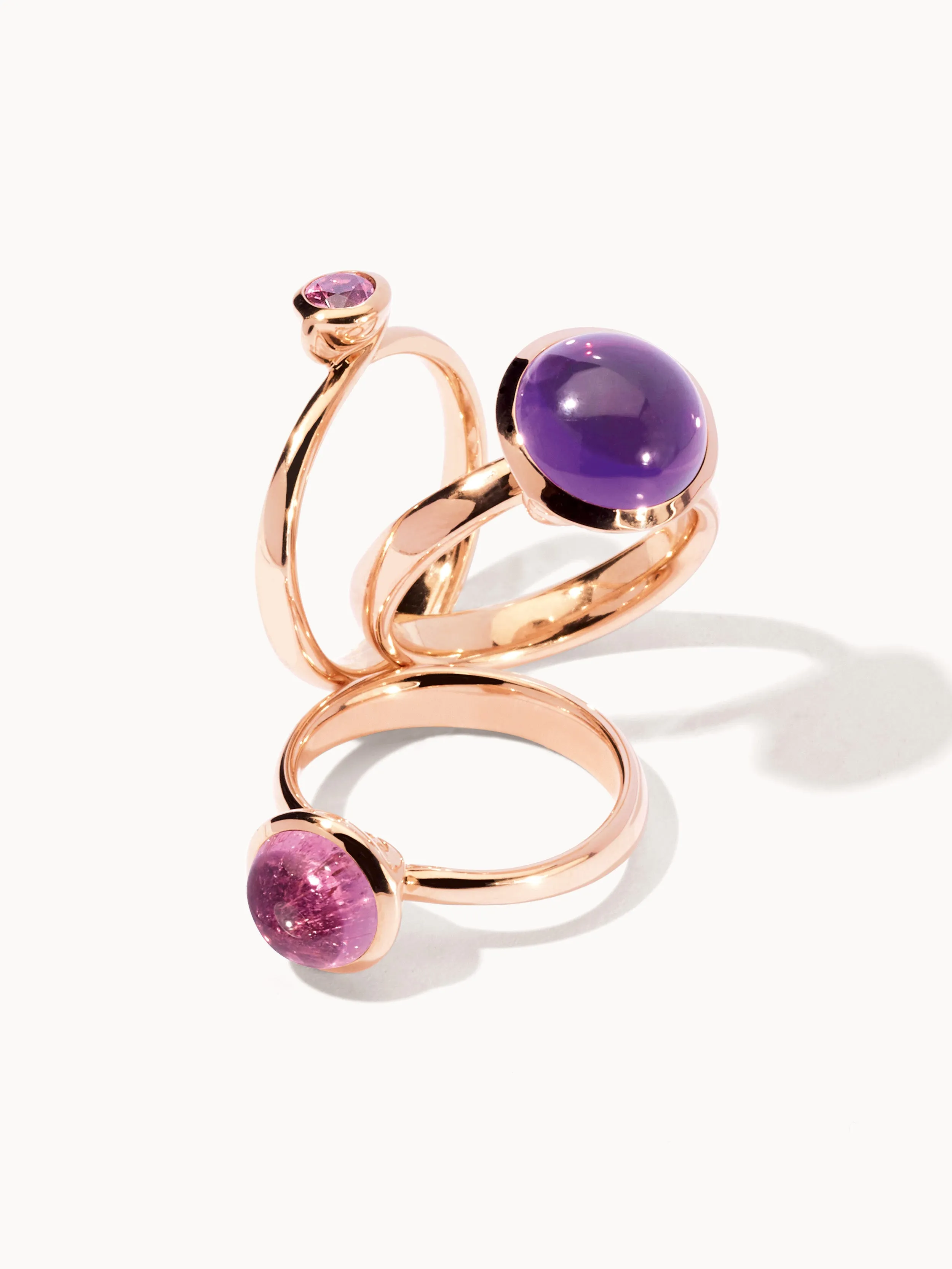 Ring BOUTON small Tourmaline rose rose Tourmaline