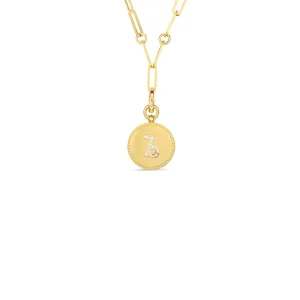 Roberto Coin Zodiac Medallion 18K Yellow Gold Diamond Medallion Necklace in Capricorn (12/21 - 1/20)