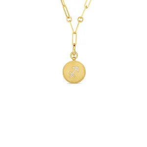 Roberto Coin Zodiac Medallion 18K Yellow Gold Diamond Medallion Necklace in Sagittarius (11/23 - 12/20)