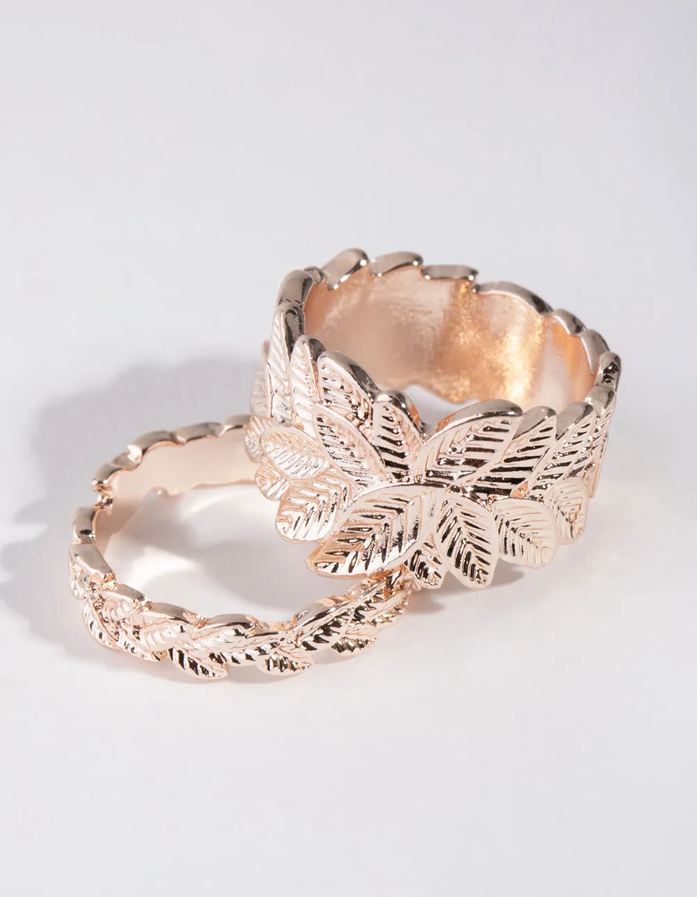 Rose Gold Leaf Ring Set