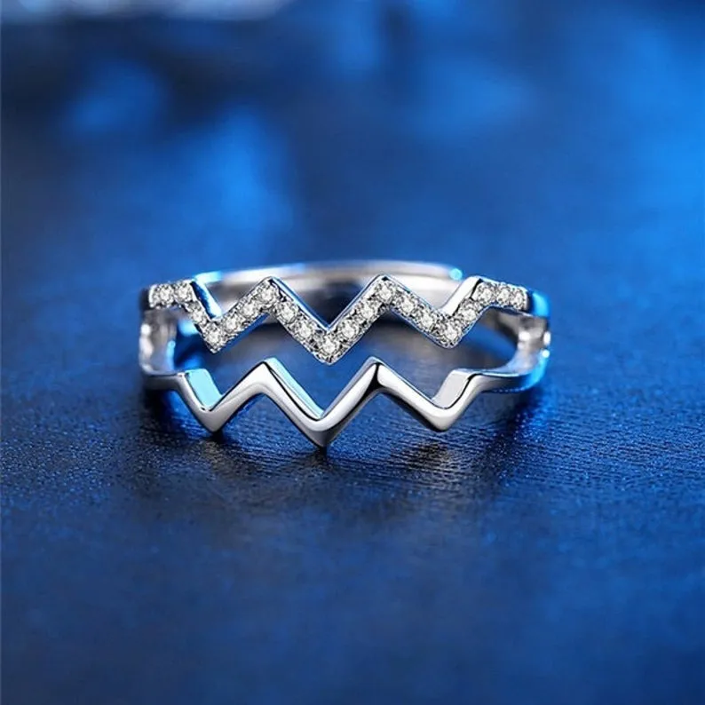 Round Cut Diamond Moissanite Engagement Ring, White gold unique thin dainty band, diamond Stacking wedding ring, women anniversary gifts