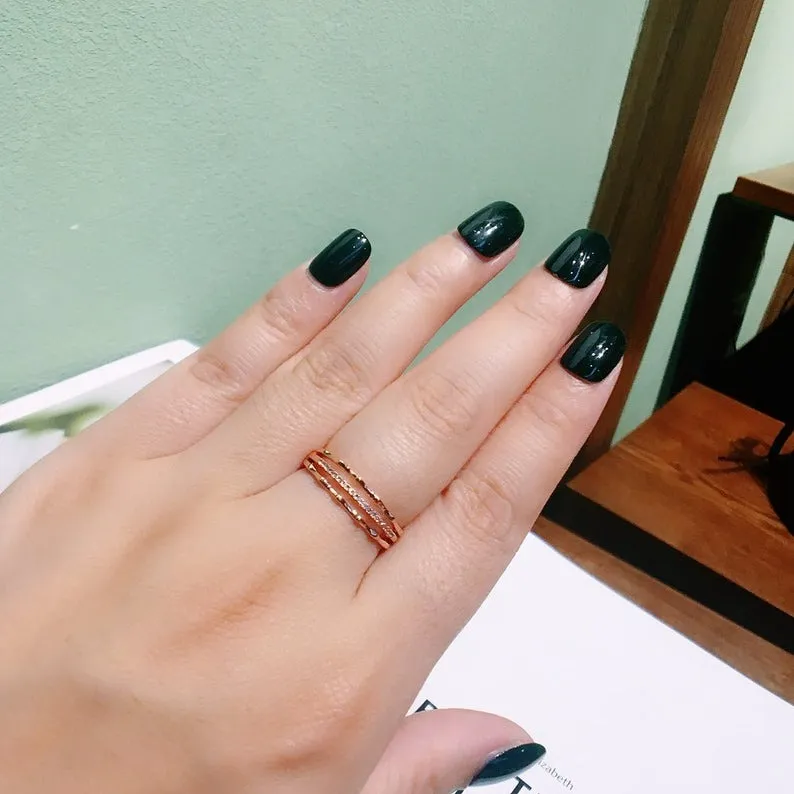 Round Moissanite engagement band white gold unique simple thin dainty diamond wedding ring for women celtic bridal anniversary gift