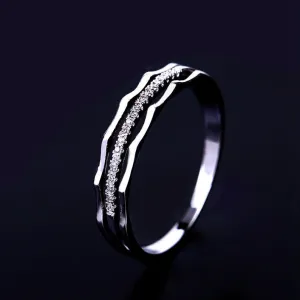 Round Moissanite engagement band white gold unique simple thin dainty diamond wedding ring for women celtic bridal anniversary gift