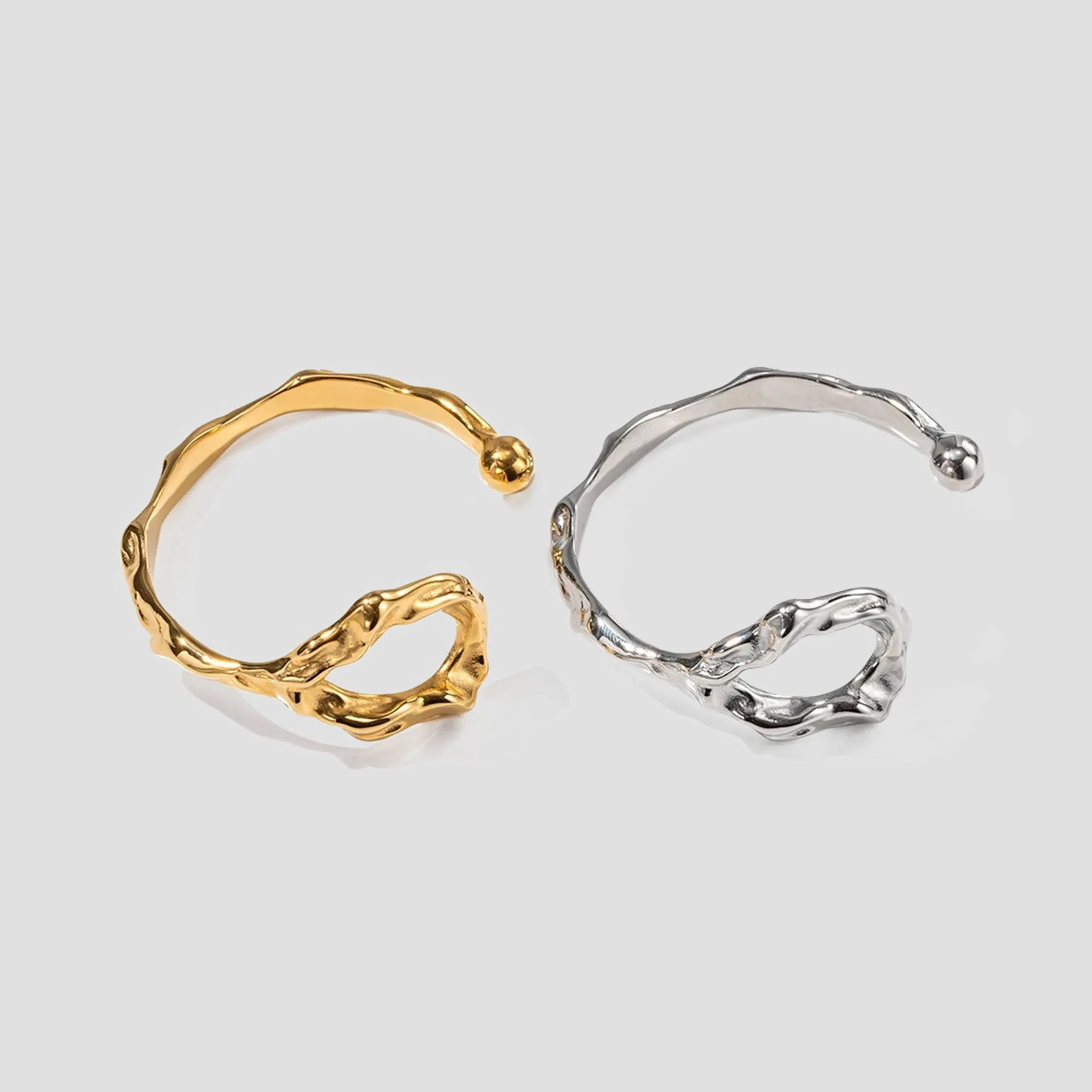 Rugged Loop Stainless Steel Cuff Bracelet