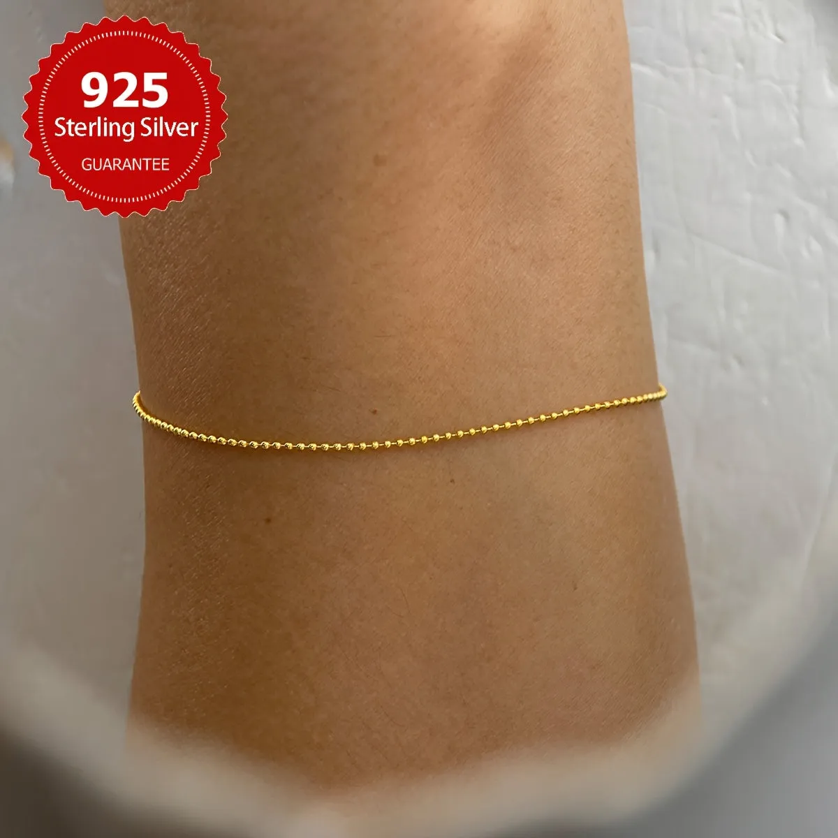 S925 Sterling Silver Beaded Bracelet for Women