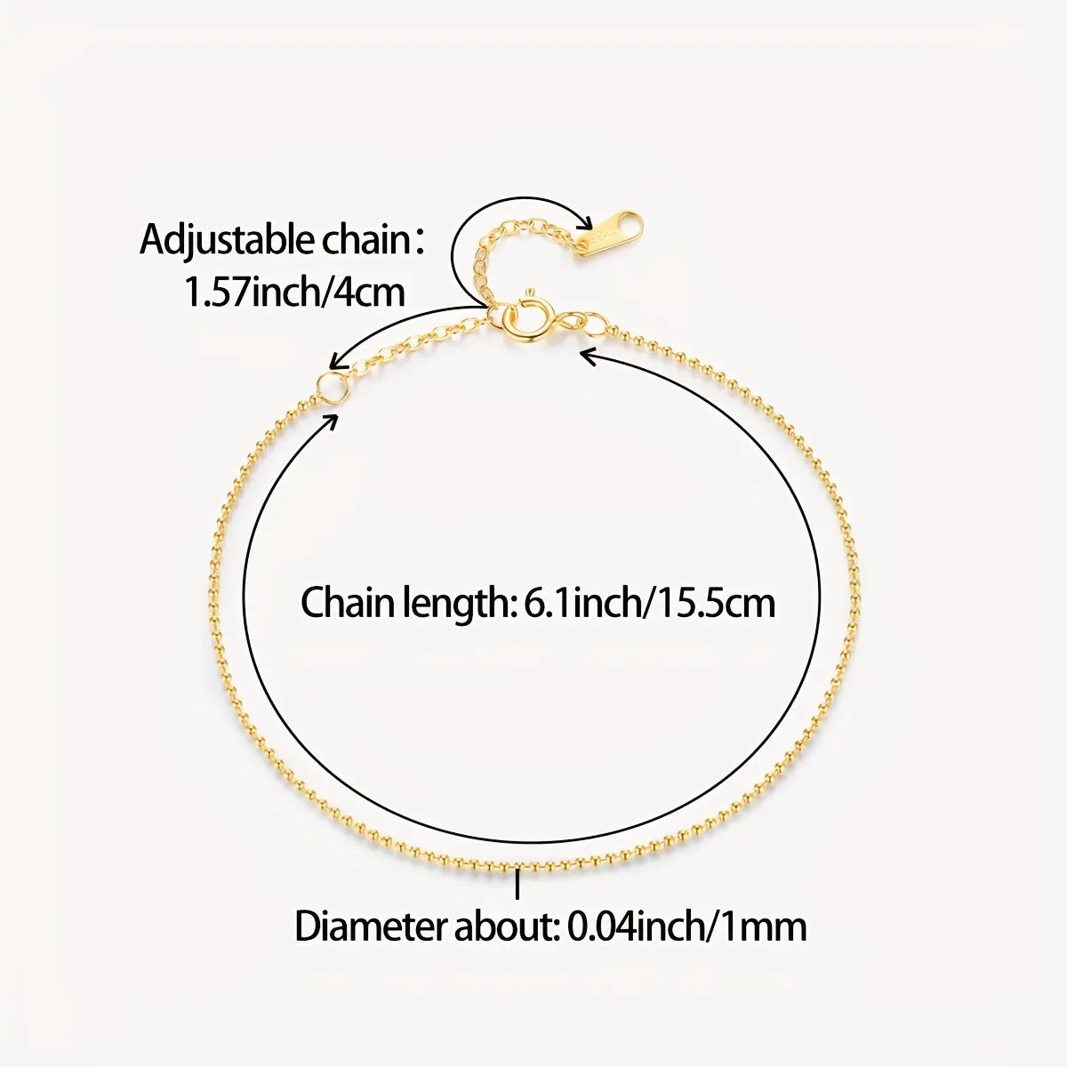 S925 Sterling Silver Beaded Bracelet for Women