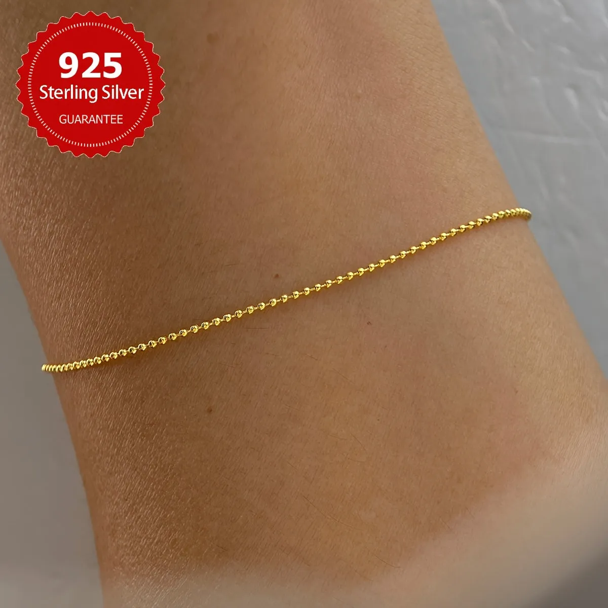 S925 Sterling Silver Beaded Bracelet for Women