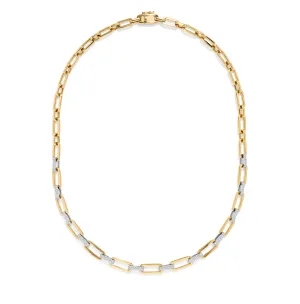 Sabel Collection Paperclip and Round Diamond Link Necklace
