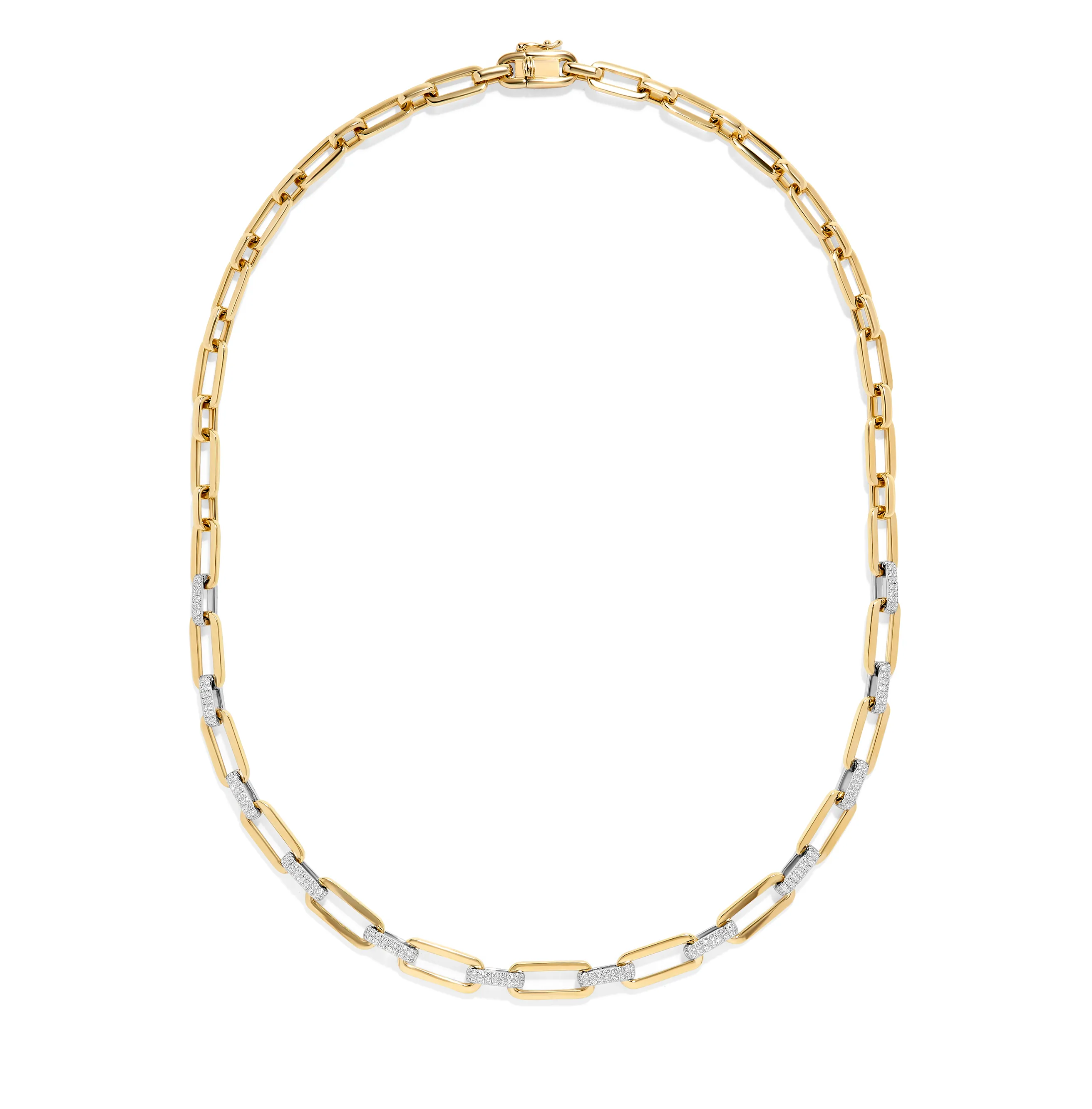 Sabel Collection Paperclip and Round Diamond Link Necklace