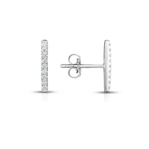 Sabel Collection Round Diamond Bar Earrings in 14K White Gold
