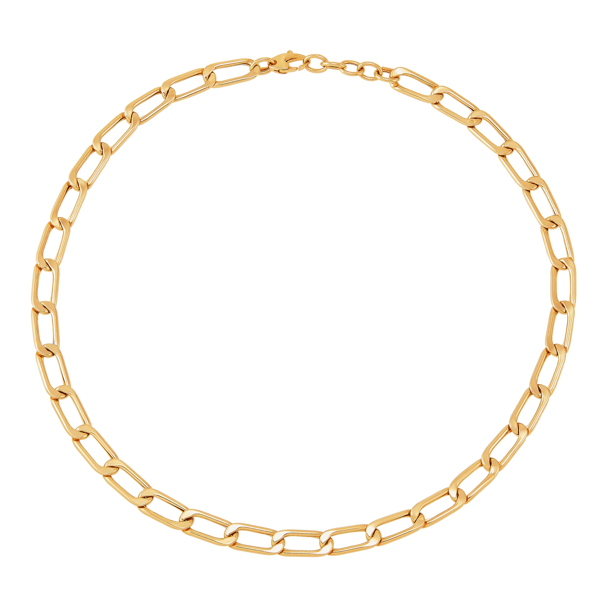 Sabel Collection Yellow Gold Hollow Paperclip Necklace