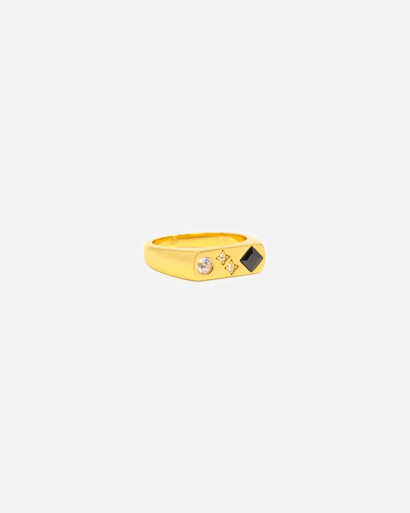 Saint Morta Iced Stars Signet Ring Gold